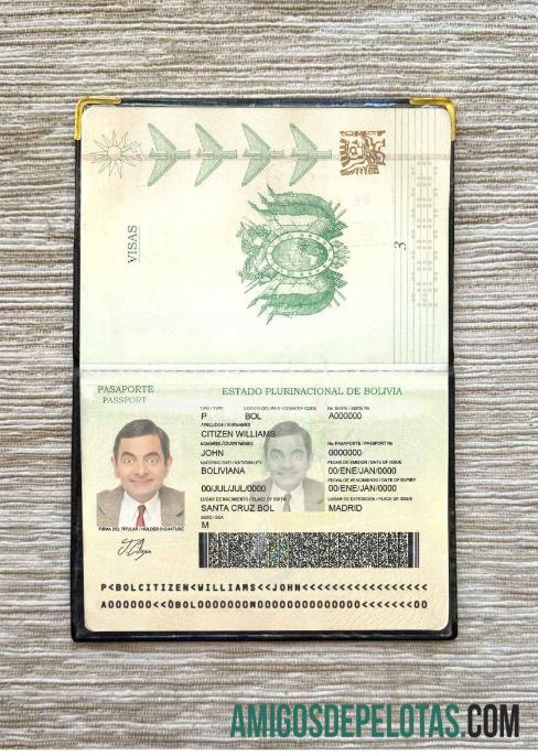 Foto do passaporte da Bolívia modelo